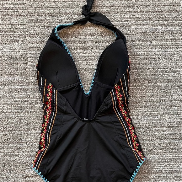 Johnny Was Swimsuit Reeve Plunge Embellished One Piece M Medium - Picture 3 of 7